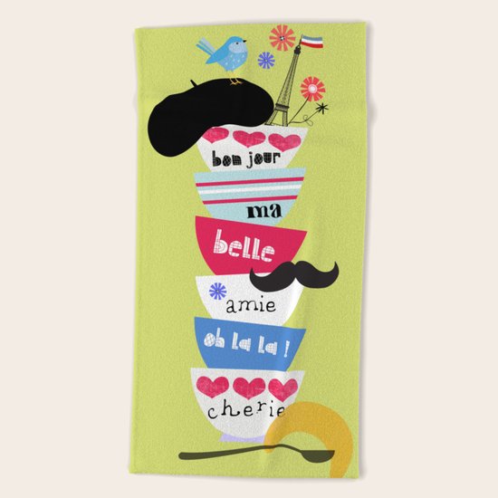 bon jour ma belle Beach Towel