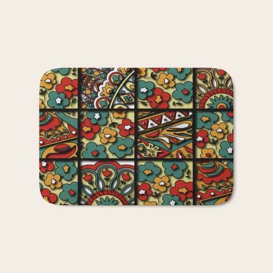 Flower collage Bath Mat