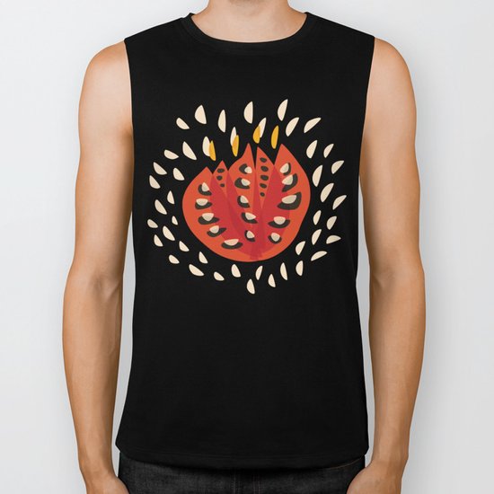Red Abstract Tulip Biker Tank