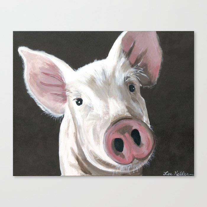 Pig Painting Up Close Pig Farm Animal Painting Canvas Print By