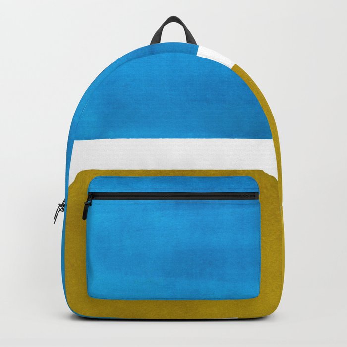 Colorful Bright Minimalist Rothko Olive Green Jewel Blue Midcentury Modern Art Vintage Pop Art Backpack