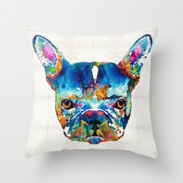 Colorful French Bulldog Dog Art By Sharon Cummings Throw Pillow