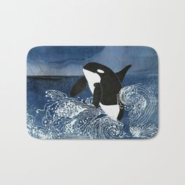 Killer Whale Orca Bath Mat | Antarctic, Lunge, Conservation, Acrobaticdisplay, Creature, Sea, Grampus, Marinemammal, Breaching, Collage 