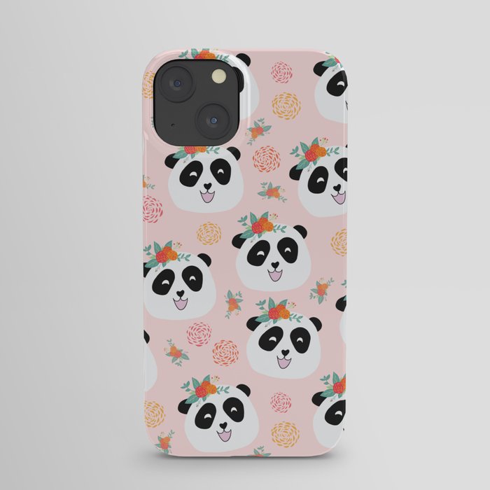 Panda bear with flowers seamless pattern iPhone Case