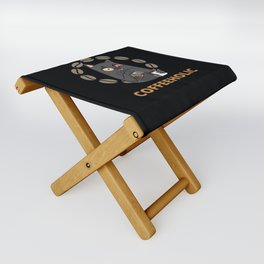 Cat coffeeholic with cup of coffee Folding Stool
