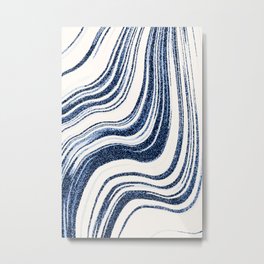 Textured Marble - Indigo Blue Metal Print