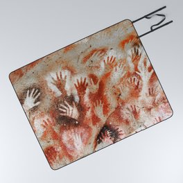 Cave Art Lascaux Hands Picnic Blanket
