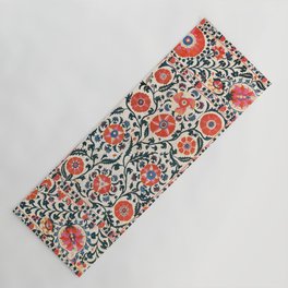 Shakhrisyabz Suzani  Uzbekistan Antique Floral Embroidery Print Yoga Mat