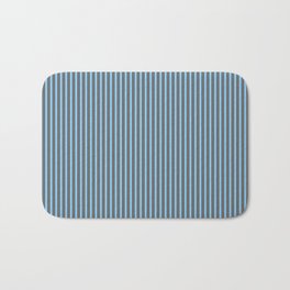[ Thumbnail: Light Sky Blue & Dim Grey Colored Lines/Stripes Pattern Bath Mat ]