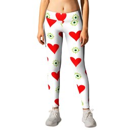 heart and star 3 - green star and red heart Leggings
