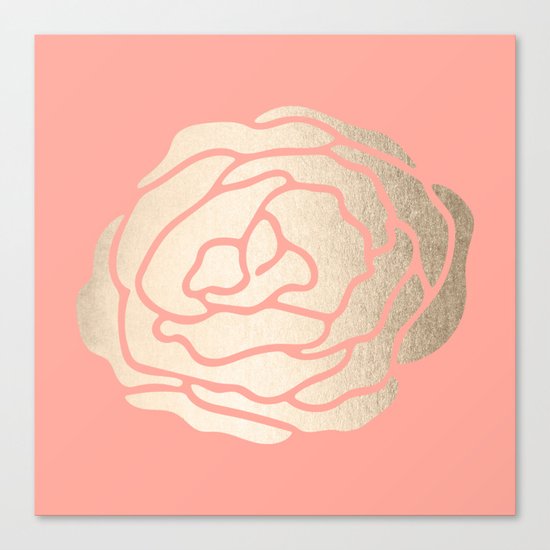 Rose White Gold Sands on Salmon Pink Canvas Print