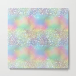 Pretty Rainbow Holographic Glitter Metal Print