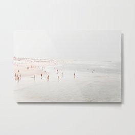 At The Beach (two) - minimal beach series - ocean sea photography by Ingrid Beddoes Metal Print | Curated, Ocean, Grey, Sea, Photo, Wallart, Beachhousedecor, People, Swimming, Beachprint 