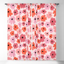 Pink and Peach Flowers Blackout Curtain
