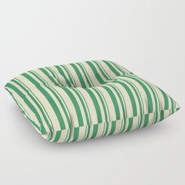 [ Thumbnail: Sea Green & Bisque Colored Stripes Pattern Floor Pillow ]
