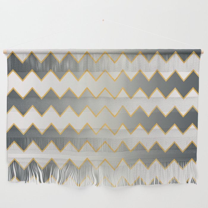 Silver Gold Modern Zig-Zag Line Collection Wall Hanging