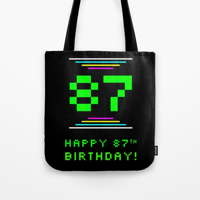 87th Birthday - Nerdy Geeky Pixelated 8-Bit Computing Graphics Inspired Look Tote Bag