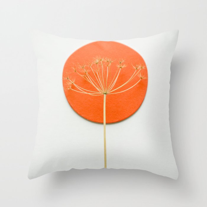Orange circle and dried flower Throw Pillow