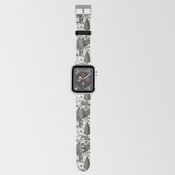 Bigfoot / Sasquatch Toile de Jouy in Black Apple Watch Band