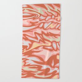 FLOW MARBLED ABSTRACT in TERRACOTTA AND BLUSH Beach Towel