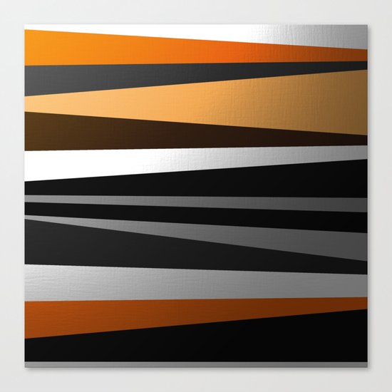 Metallic II - Abstract, geometric, metallic effect stripes, gold, silver, black Canvas Print
