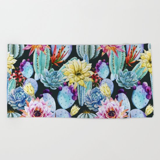 Cactus Pattern 12 Beach Towel