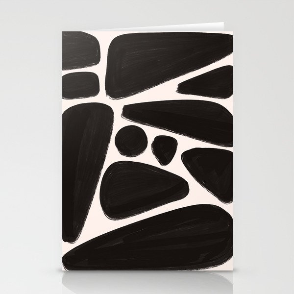 Abstract Pebbles Modern Scandi black and white Stationery Cards