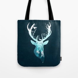 Deer Blue Winter Tote Bag