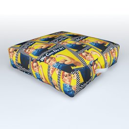 Rosie the Riveter- Scattered Chevron Mix - Seamless Pattern Outdoor Floor Cushion