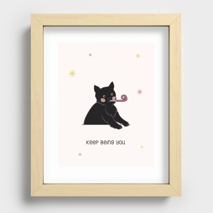 Keep Being You -- Party Cat Recessed Framed Print