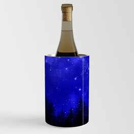 Blue Galaxy Forest Night Sky Wine Chiller