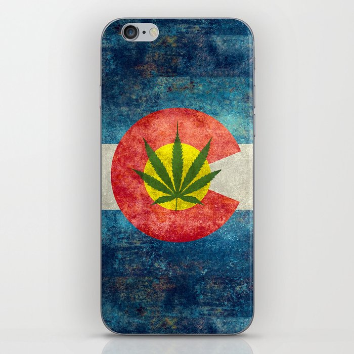 Colorado flag with leaf - Marijuana leaf that is! iPhone Skin