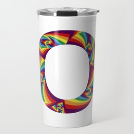 capital letter O with rainbow colors and spiral effect Travel Mug