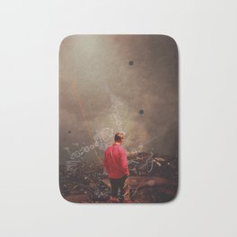Weighing my Chances to Return Bath Mat | Curated, Surrealism, Romantic, Alone, Dark, Beautiful, Sky, Black, People, Graphicdesign 