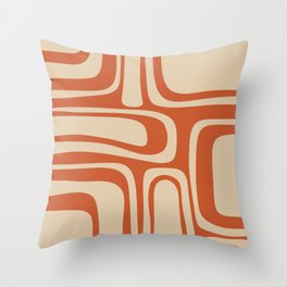 Palm Springs - Midcentury Modern Retro Pattern in Mid Mod Beige and Burnt Orange Throw Pillow