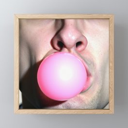 Man Chewing Pink Gum  Framed Mini Art Print