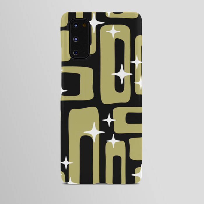 Retro Mid Century Modern Abstract Pattern 676 Black Gold Android Case