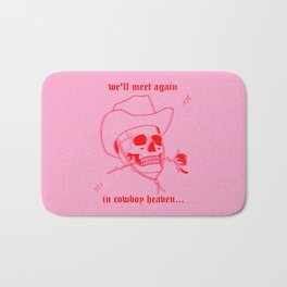 COWBOY HEAVEN Bath Mat | Curated, Overlay, Digital, Text, Campy, Graphicdesign, Cool, Trendy, Pink, Drawing 