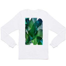 Palm leaf jungle Bali banana palm frond greens Long Sleeve T-shirt