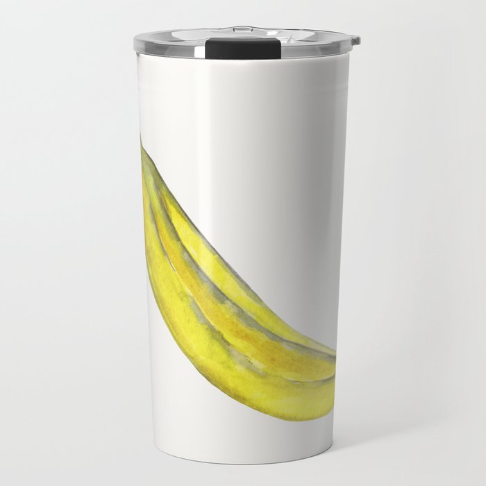 watercolor juicy yellow banana isolated on a white background Travel Mug