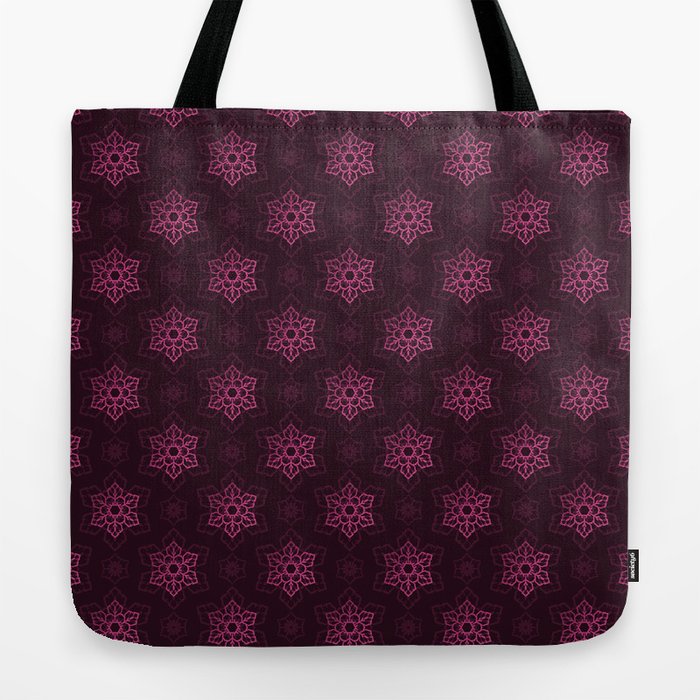 Festive Pink Snowflake Pattern Tote Bag