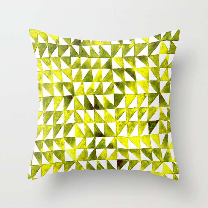Triangle Grid yellow and black Throw Pillow