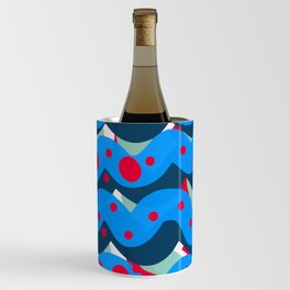 abstract pop art pattern design blue red Wine Chiller