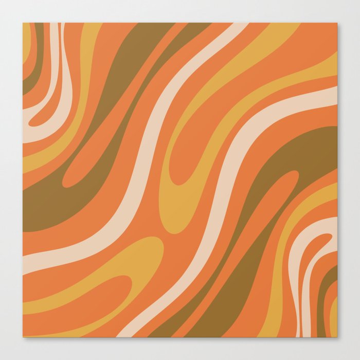 Wavy Loops Abstract Pattern in Retro Orange Brown Mustard Canvas Print
