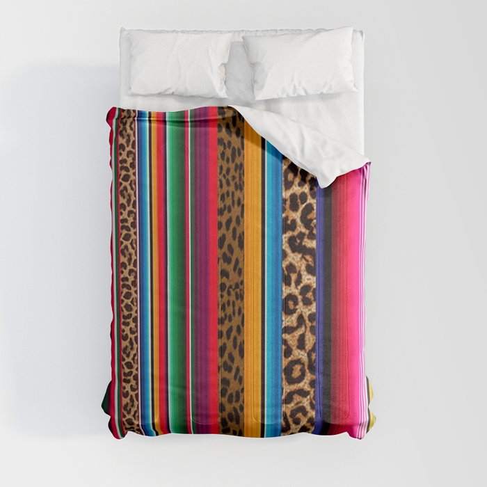 Zarape Mexicano Serape Leopard Mexican Art Comforter