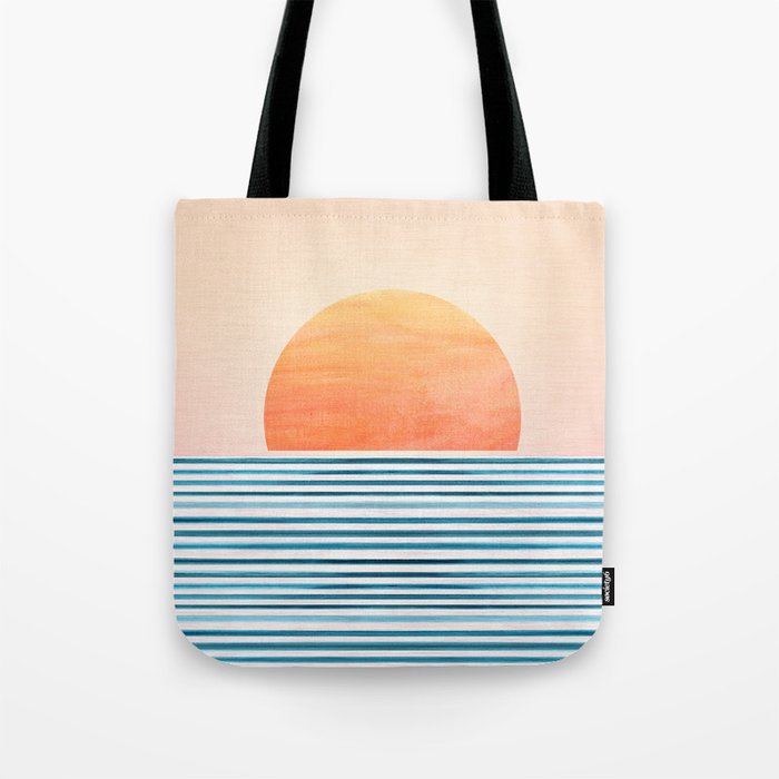 Tropical Sunrise Abstract Landscape Tote Bag