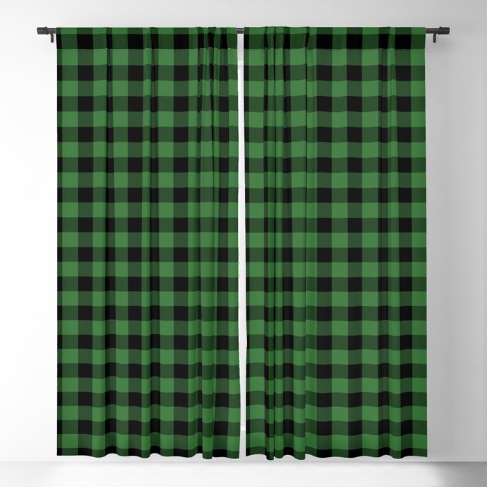 Classic Green Country Cottage Summer Buffalo Plaid Blackout Curtain
