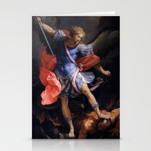 The Archangel Michael Painting by Guido Reni 1635 Stationery Cards
