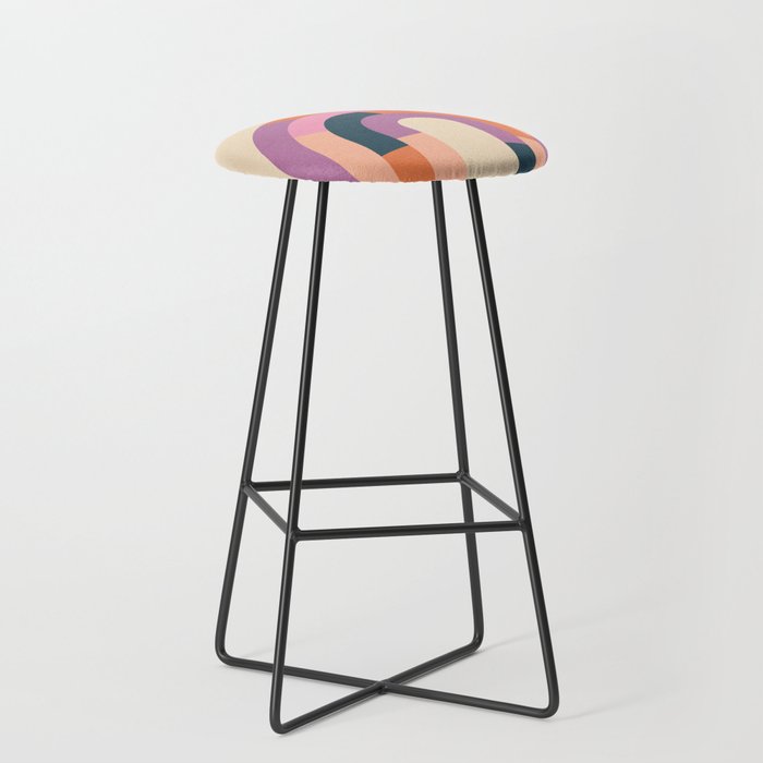 Modern Mid Century Colorful Lines Bar Stool