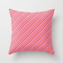 [ Thumbnail: Red and Plum Colored Pattern of Stripes Throw Pillow ]